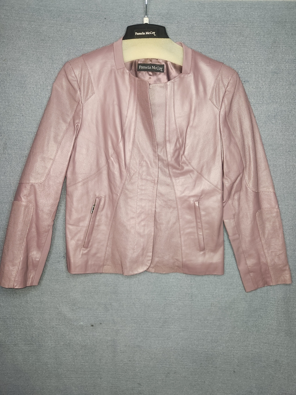 Pamela McCoy Women's Blush Pink Leather Jacket